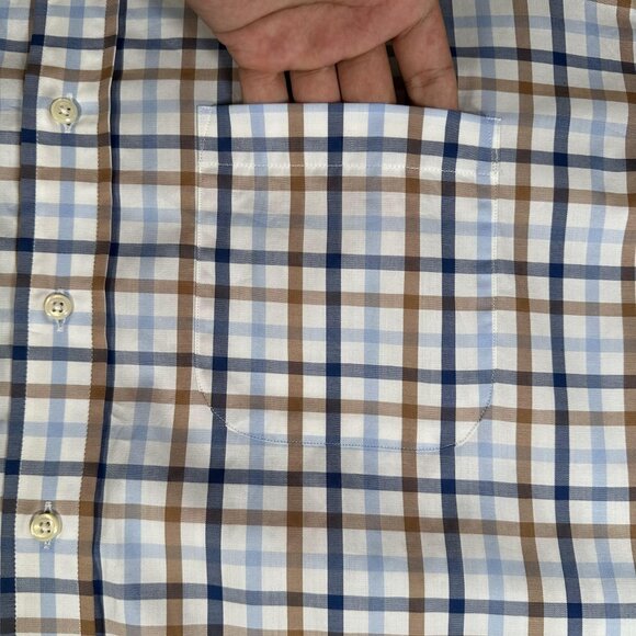 Peter Millar Shirt Men Size XXL Plaid Long Sleeve Single Pocket 100% Cotton EUC - Picture 4 of 10